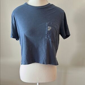 Pink Victoria’s Secret Oversized Blue Cropped Pocket Tee. Size XS